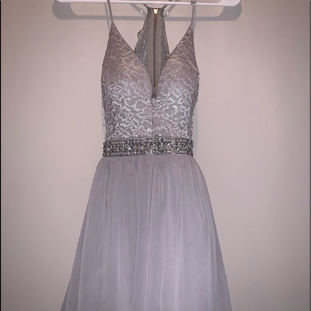 Dillards silver formal dress homecoming